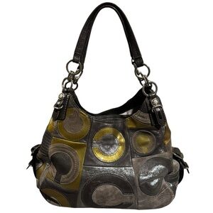 COACH Maggie Mia Inlaid Patchwork Hobo Shoulder Bag